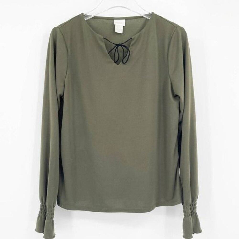 STUDIO C Long Sleeve Cinched Wrist Blouse